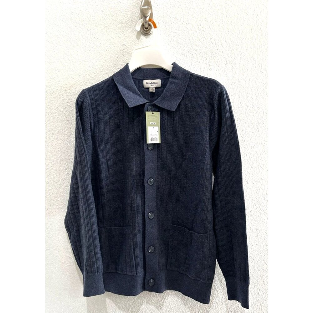 NWT Men's S Collared Cardigan Sweater - Cardigan Sweater - Goodfellow & Co Navy
